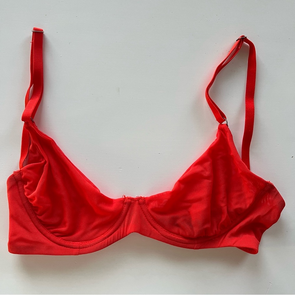 UO red mesh underwire bralette